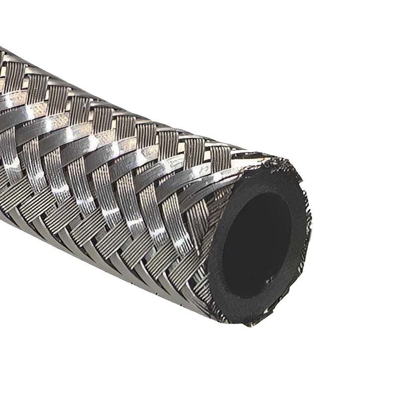 5,5 x 9,5 mm Kraftstoff Silber Benzin Öl Schlauch Edelstahl 1.4301 Draht Umflechtung NBR - PN 25 bar