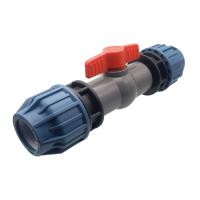 20 mm PE PP Fitting Klemm Verbinder Verschraubung Kugelhahn ECO mit 2-fach Muffe