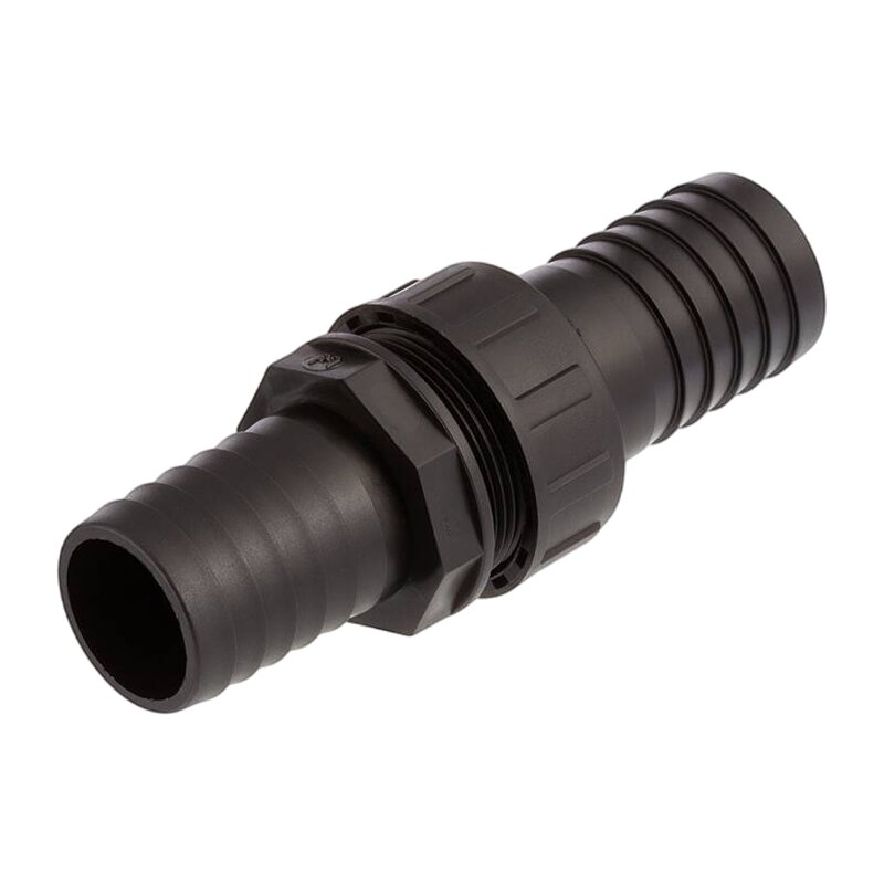 38 mm Schlauch Verschraubung 2-fach Stutzen Tülle Pool Teich Garten PP schwarz - PN 6 bar