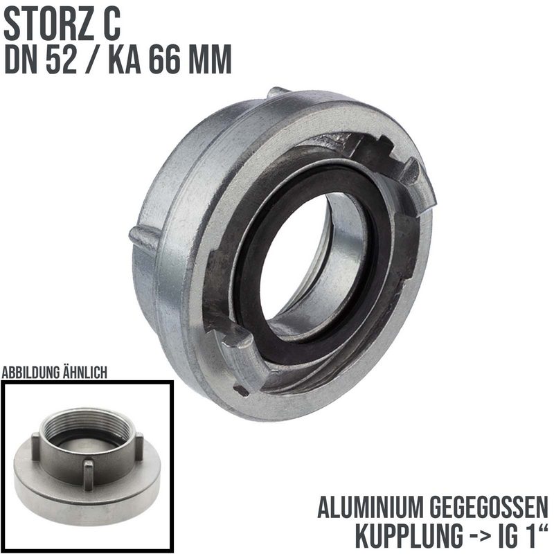 STORZ C DN 52 KA 66 Kupplung Innengewinde IG 1" Saug Bau Feuerwehr Schlauch Aluminium - PN 10 bar