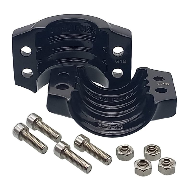 DN 19 Klemmschale Aluminium schwarz Spannbereich 30 - 33 mm für Schlauch ID x AD 19 x 31 mm - PN 25 bar