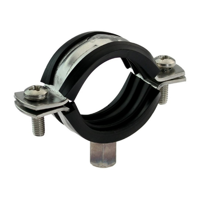 12 - 16 mm Rohr Schraub Schelle Klemme mit Gummieinlage M8 M10 2-teilig Edeltahl AISI 304 DIN 4109
