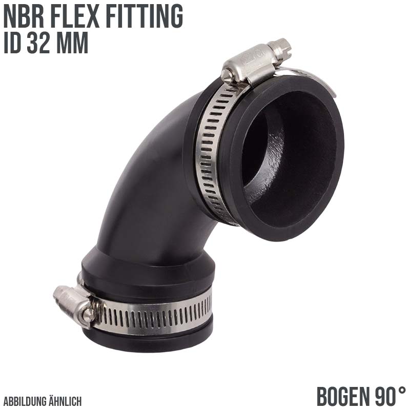 32 mm NBR Flex Fitting Bogen 90° Verbinder Reparatur (Klemmbereich 32 - 36 mm)
