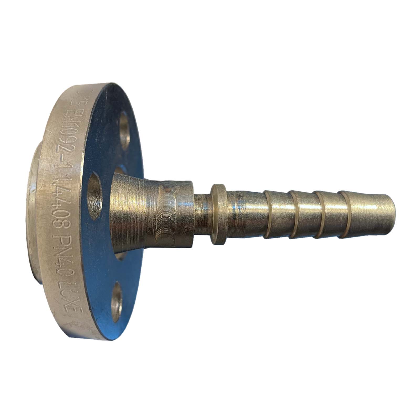 DN 40 Dampfschlaucharmatur Losflansch DN 40 mit 2" DN 50 Stutzen Tülle Sicherungsbund Edelstahl AISI 316 - PN 18 bar