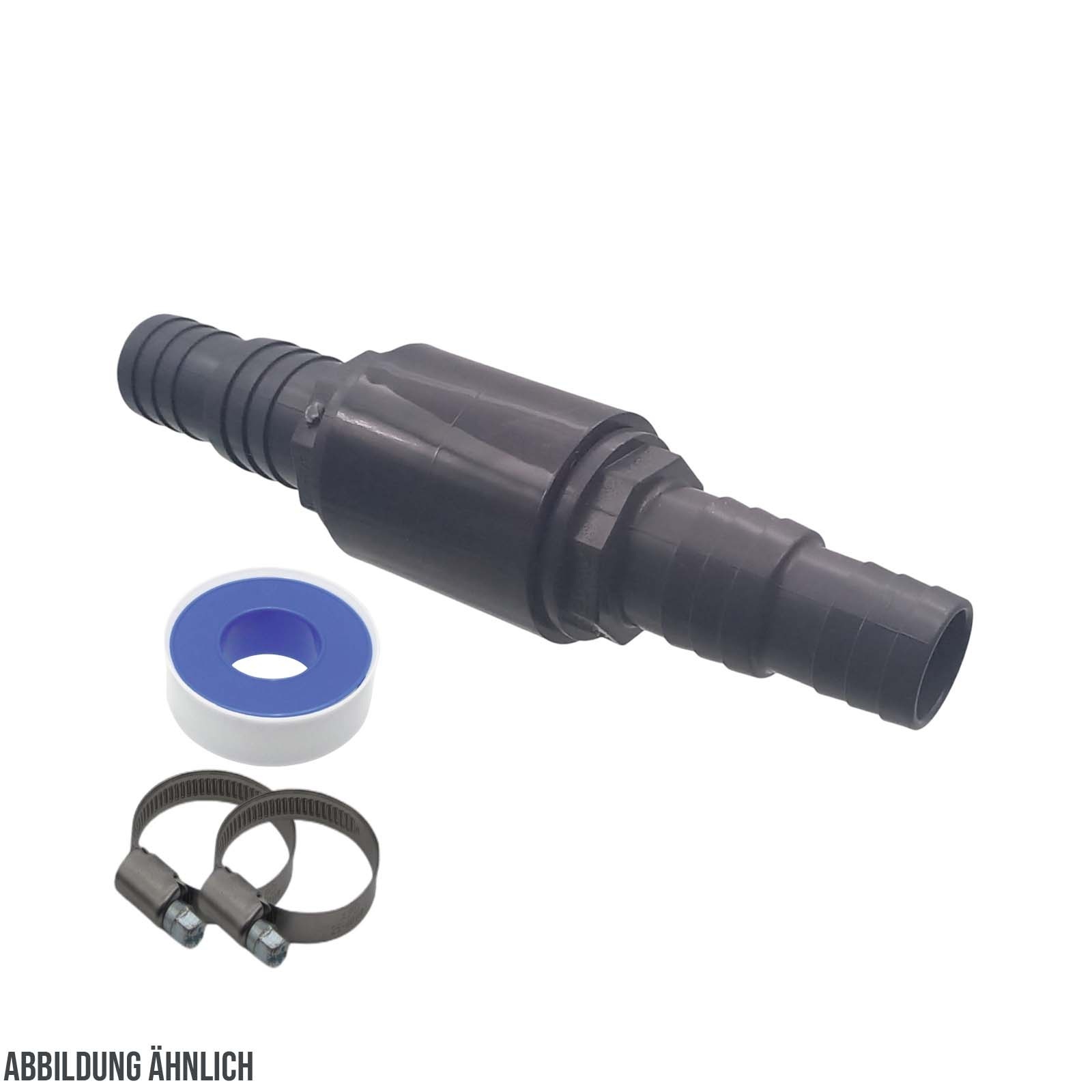 32 / 38 mm PVC PROFI Gerade Schlauch Verbinder Stutzen Tülle Pool Teich Garten - PN 10 bar - Montage-Set