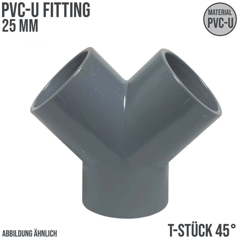 25 mm PVC Klebe Fitting Y-Stück 45° Winkel Muffe Verbinder - PN 10 bar