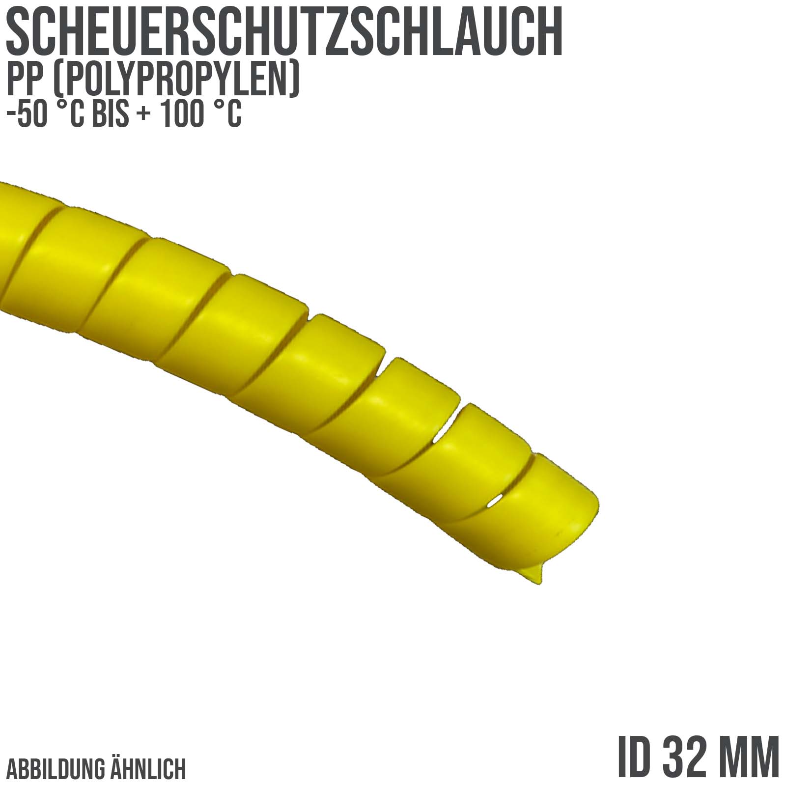 32 x 2,0 mm PP Scheuer Schutz Bündel Schlauch gelb