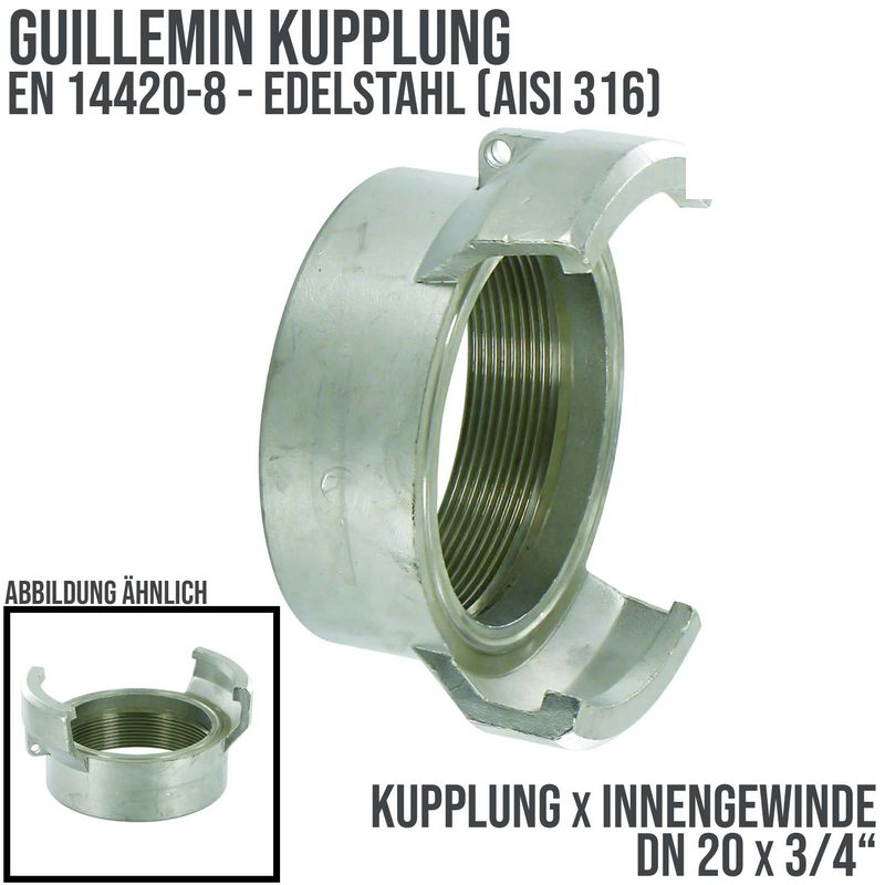 DN 20 Guillemin Kupplung BSPP Innengewinde IG 3/4" Edelstahl AISI 316 - PN 16 bar