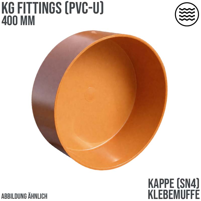 400 mm PVC Kappe Abfluß Abwasser HT KG Rohr SN4 Klebemuffe rostbraun