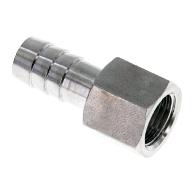 3/8" x 10 mm Schlauch Tülle Stutzen Innengewinde IG Nippel Edelstahl AISI 316 VA Fitting - PN 20 bar