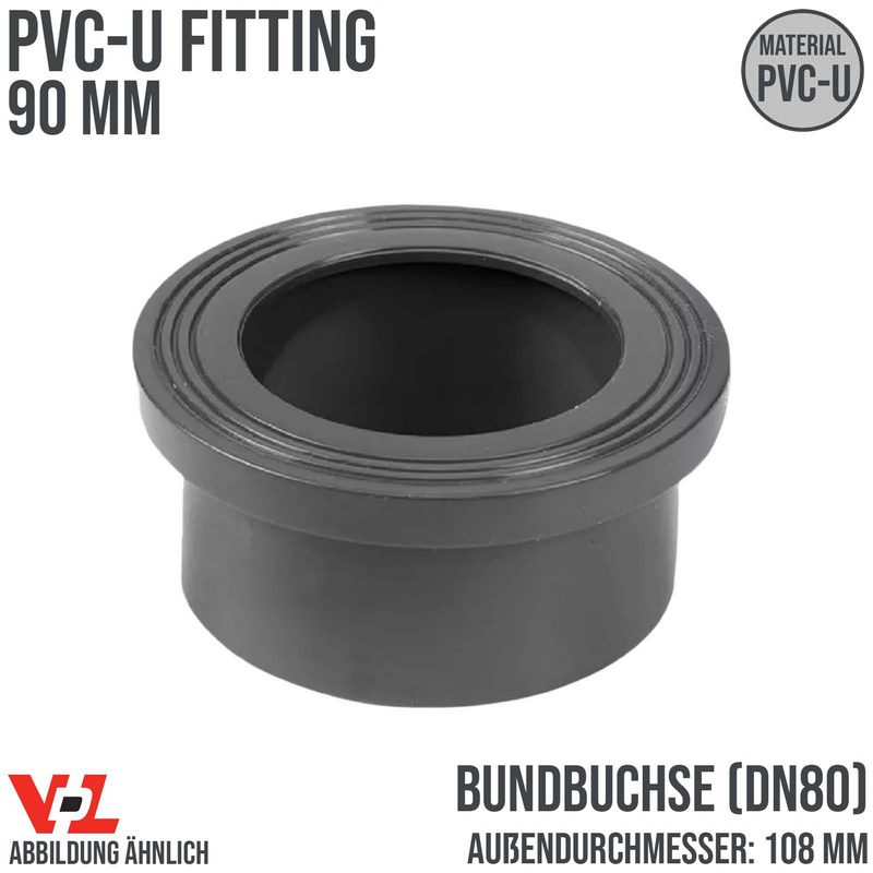 90 mm VDL PVC Klebe Fitting Bund Buchse DN 80 - Außendurchmesser 108 mm