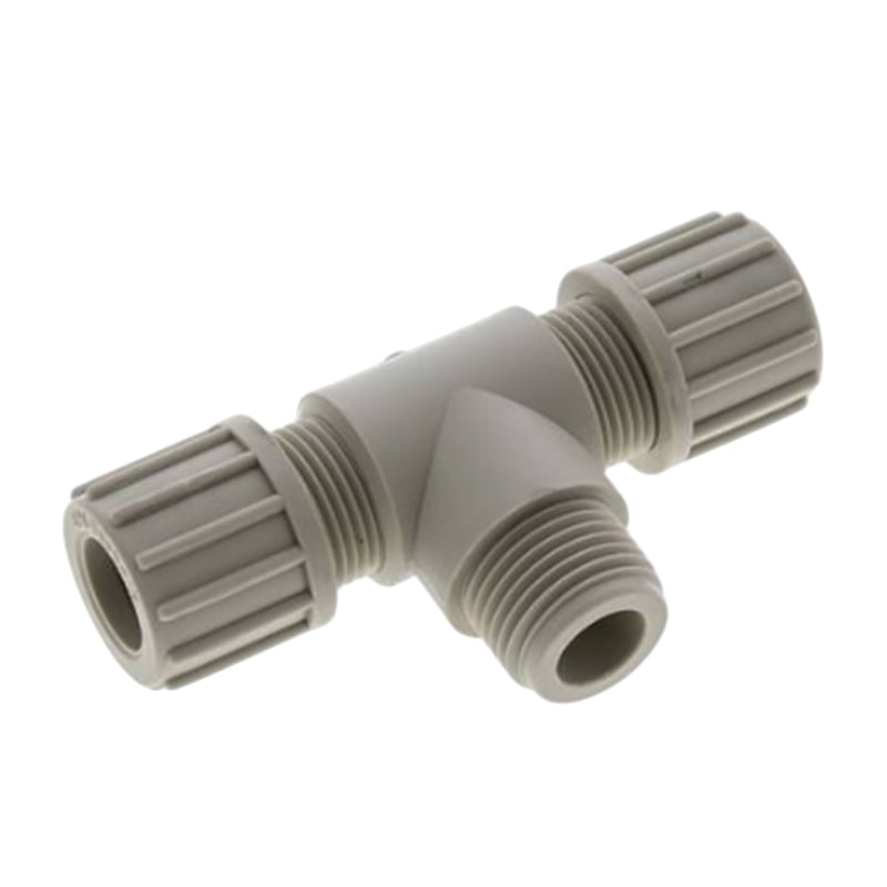 14 x 12 mm x 1/2" T-Stück 90° Kupplung Aussengewinde PA PP Schlauch Verbinder FDA - PN 10 bar