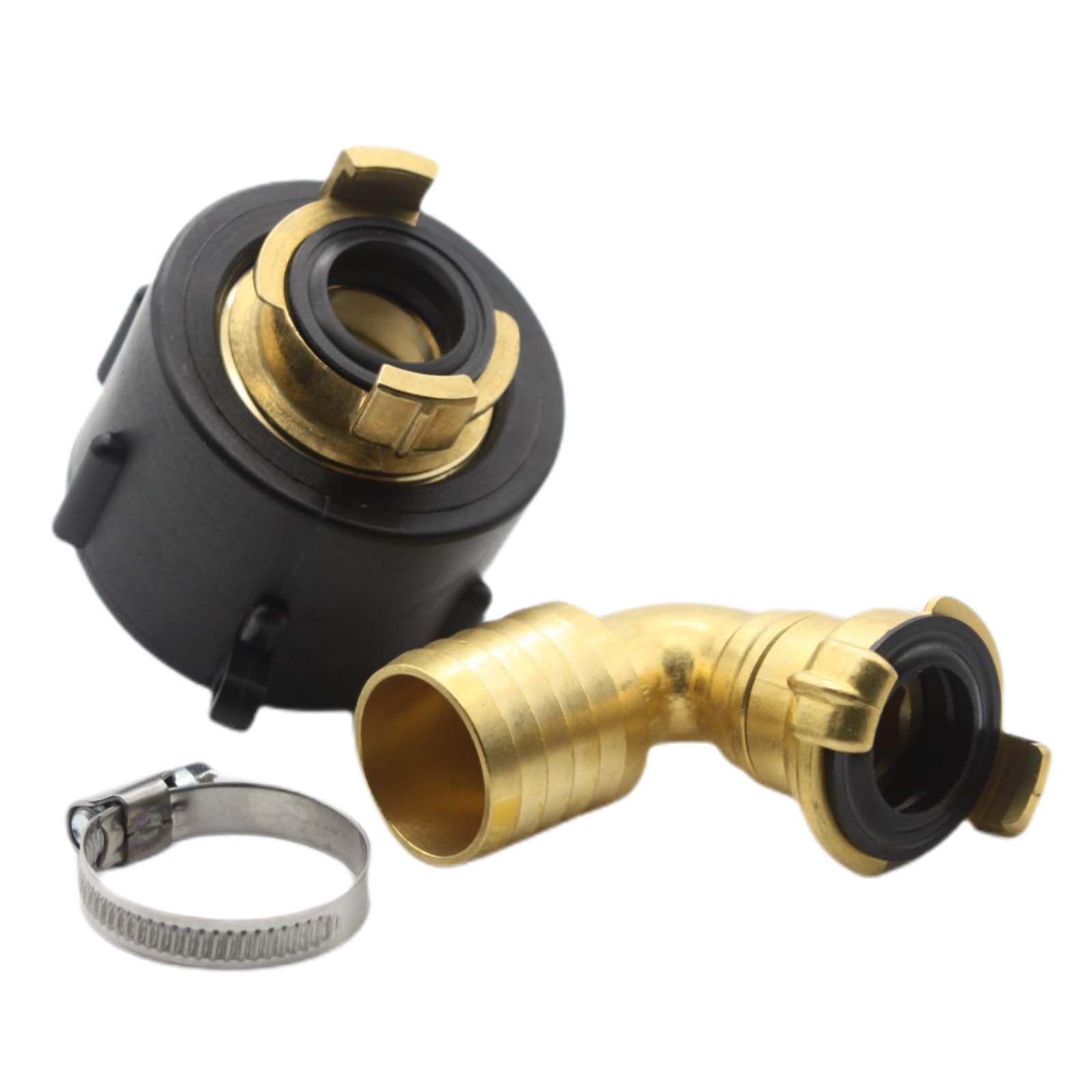 S60 x 6 IBC Adapter auf Schnellanschluss + 90° Kupplung drehbar 1 1/4" 32mm Container Tank Zubehör (GEKA kompatibel) 