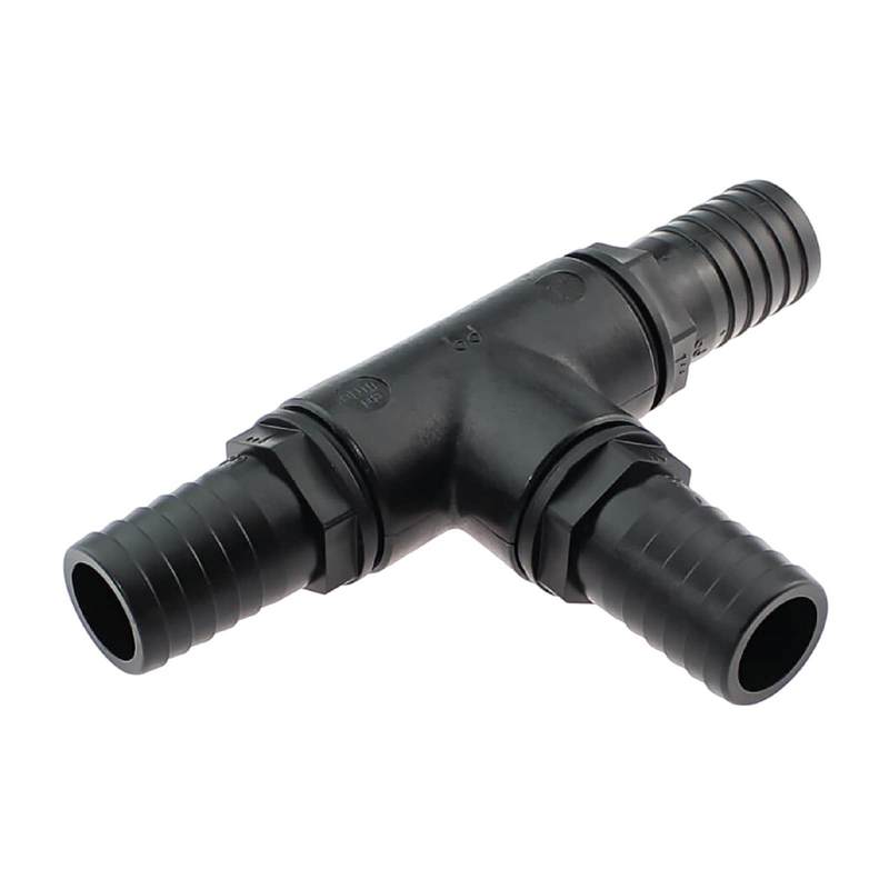 9 mm T-Stück 90° PP Schlauch Verbinder 3-fach Stutzen Tülle Pool Teich Garten schwarz - PN 6 bar