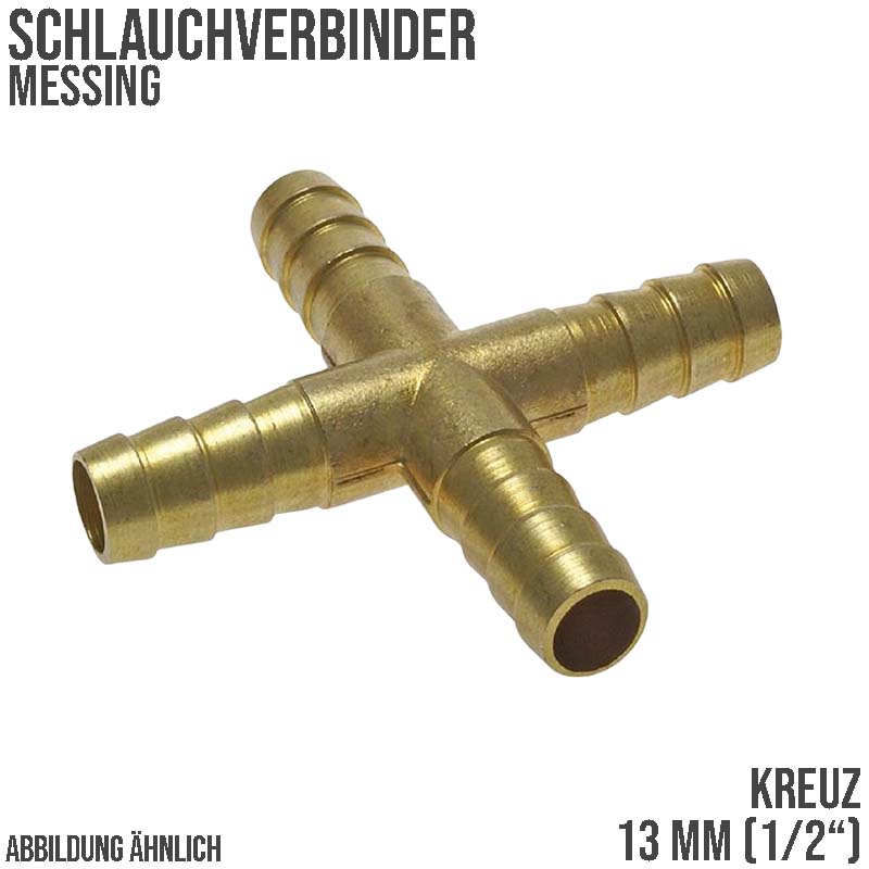 13 mm - 1/2" Zoll Kreuz Schlauch Verbinder Verteiler Tülle Kupplung Reparatur Messing PN 10 bar