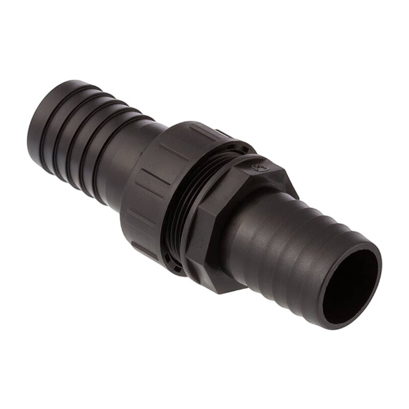 40 mm Schlauch Verschraubung 2-fach Stutzen Tülle Pool Teich Garten PP schwarz - PN 6 bar
