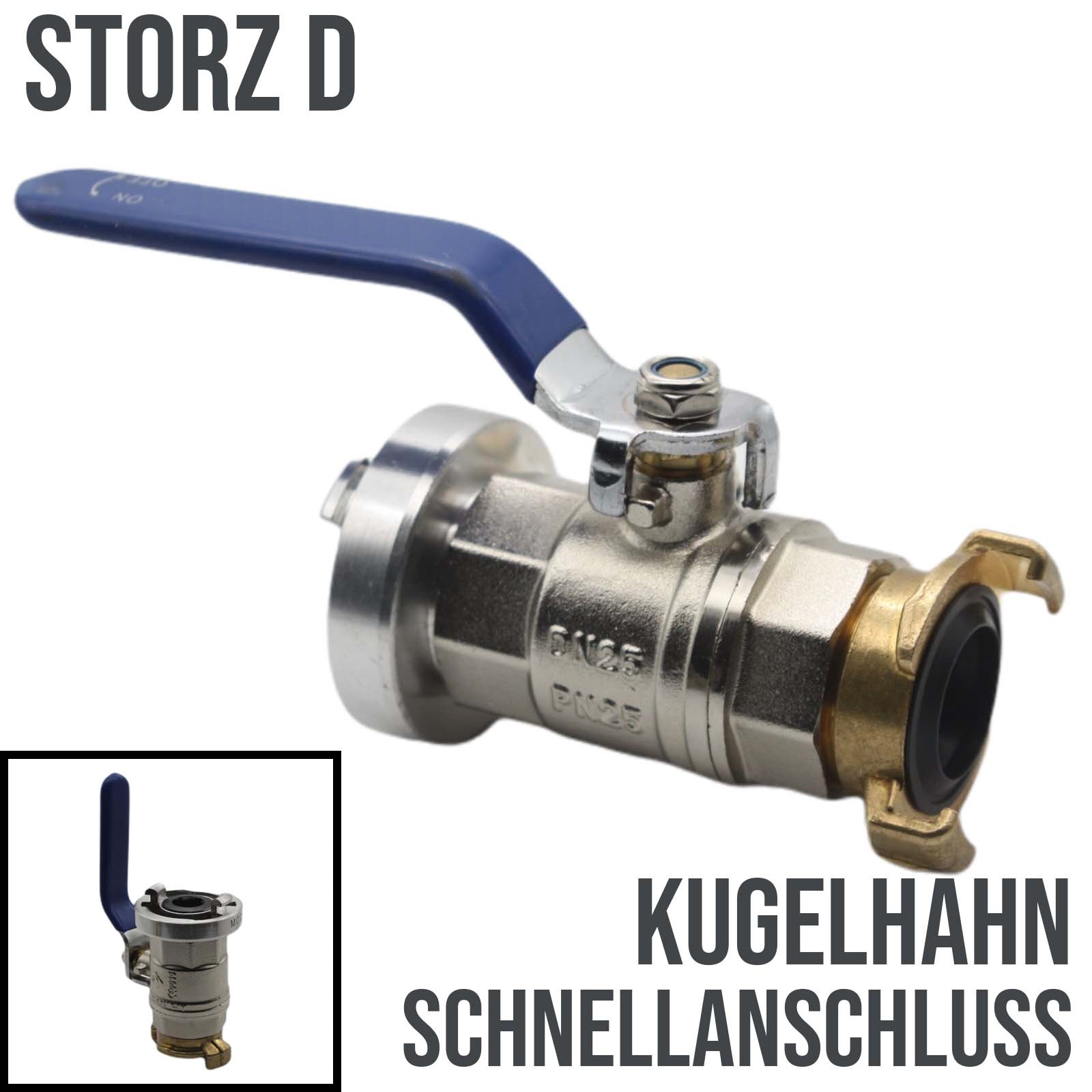 STORZ D DN 25 KA 31 Übergangsstück Adapter -> Kugelhahn IG 1" Zoll Schnellanschluss Kupplung GEKA kompatibel