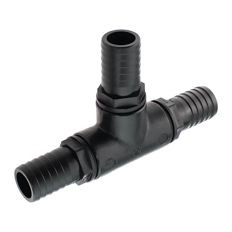 9 mm T-Stück 90° PP Schlauch Verbinder 3-fach Stutzen Tülle Pool Teich Garten schwarz - PN 6 bar