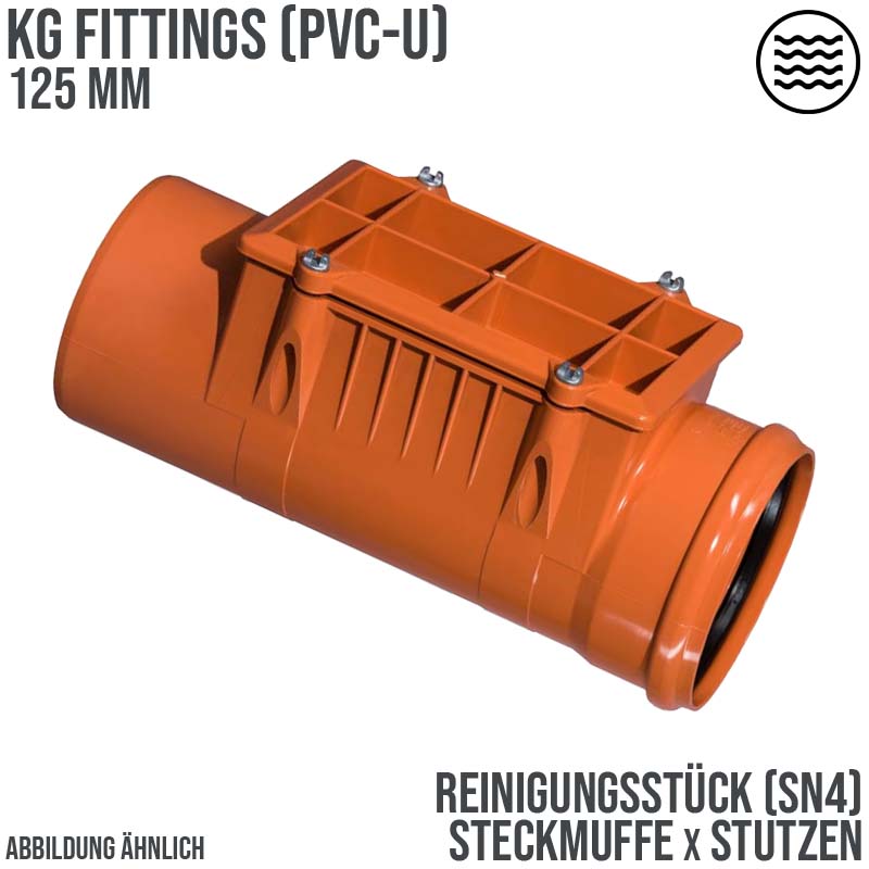 125 mm PVC Reinigungsstück Abfluß Abwasser HT KG Rohr SN4 Steckmuffe x Stutzen rostbraun
