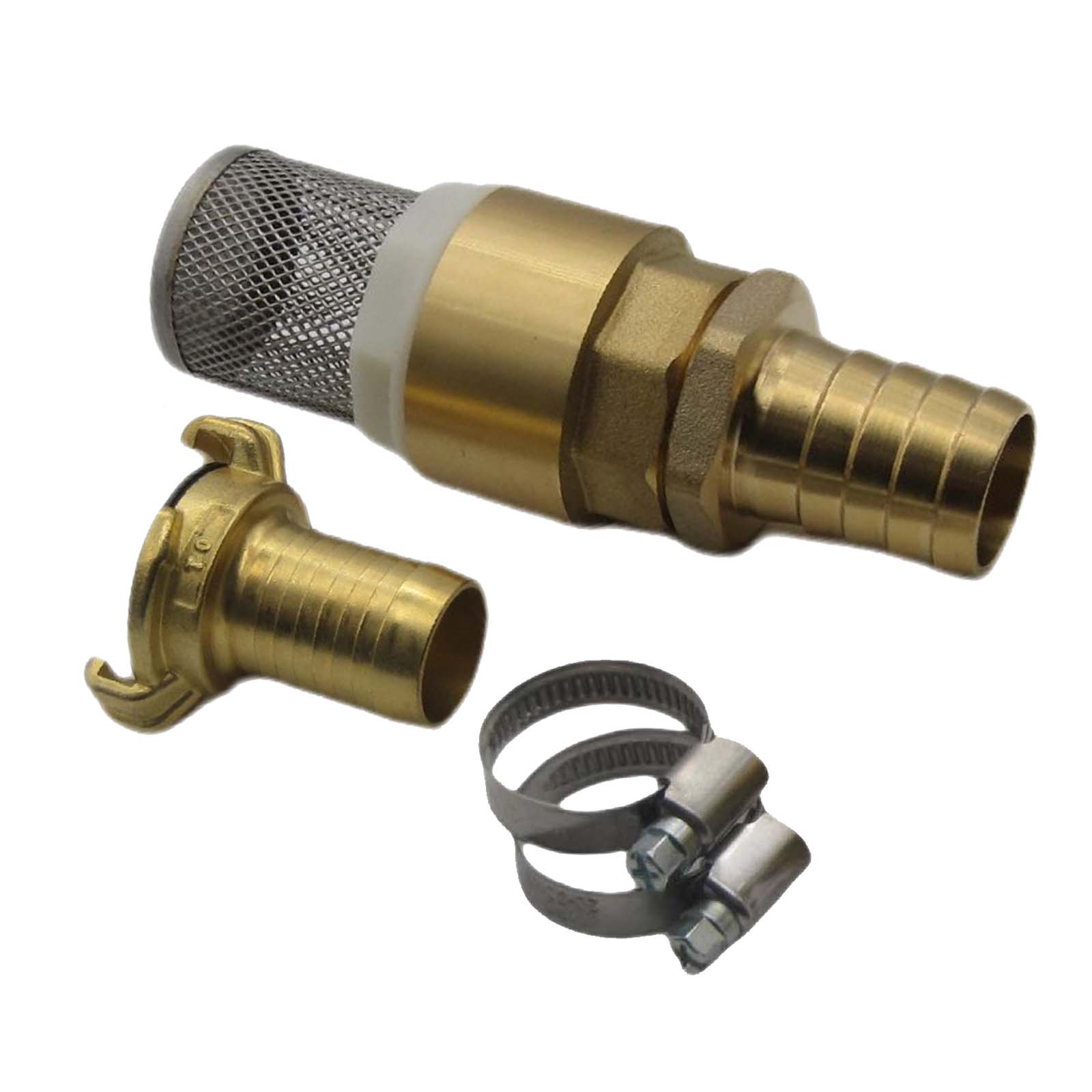 32 mm 1 1/4" Zoll Rückschlagventil Saugkorb Fußventil mit Schlauchtülle Messing + Schnellanschluss 32 mm 1/4"