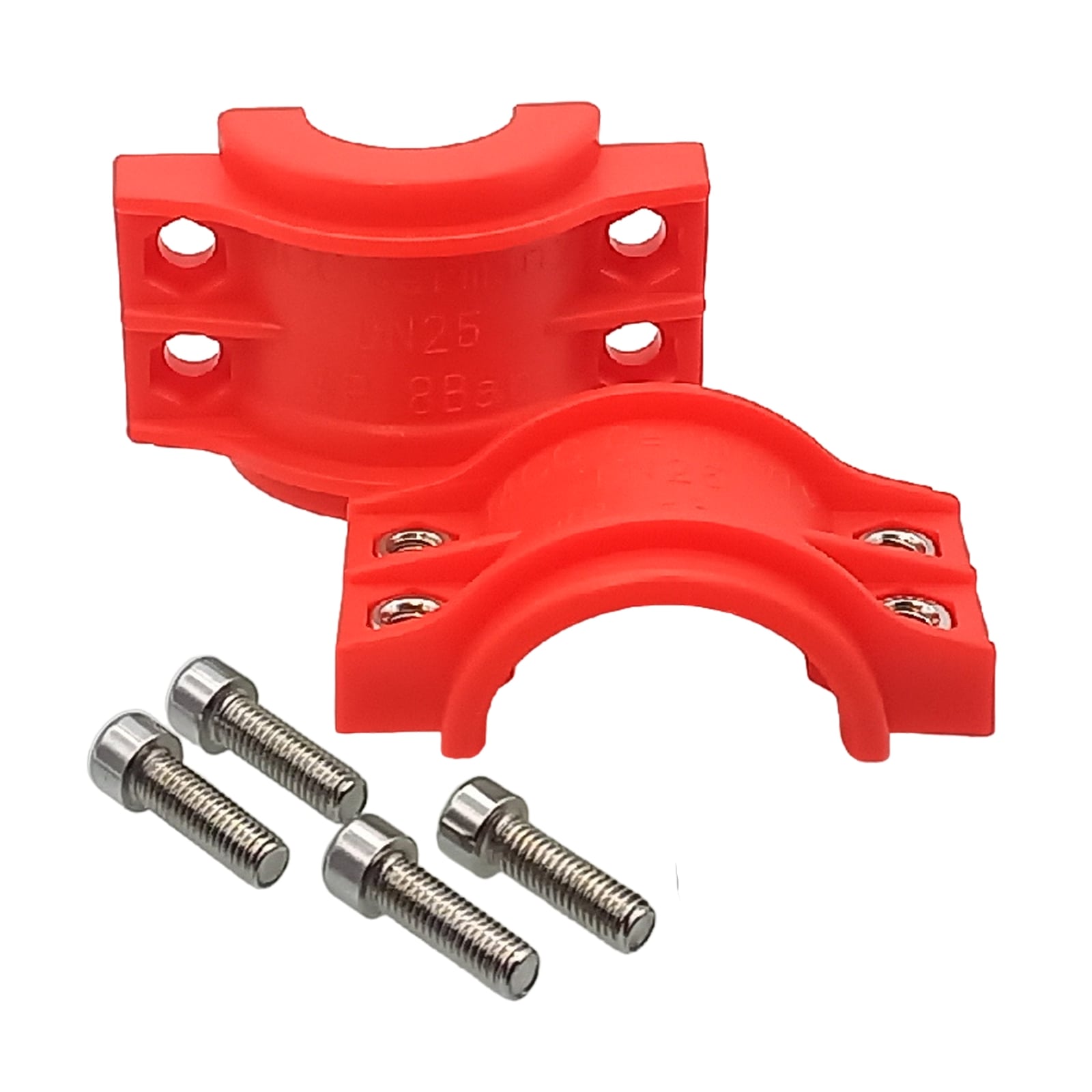 DN 75 Klemmschale Polypropylen PP rot Spannbereich 89 - 93 mm für Schlauch ID x AD 75 x 91 mm - PN 8 bar