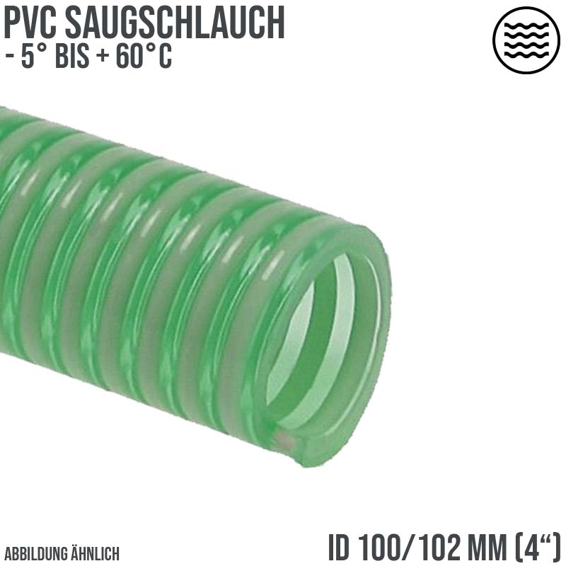 100 mm 4" Zoll Saug Ansaug Spiral Förder Pumpen Schlauch grün-weiß transparent PN 3 bar