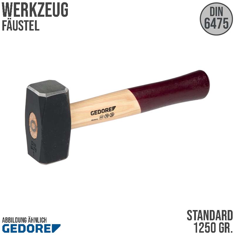 1250 g Fäustel Hammer Hickory Stiel Stahl geschmiedet GEDORE DIN 6475