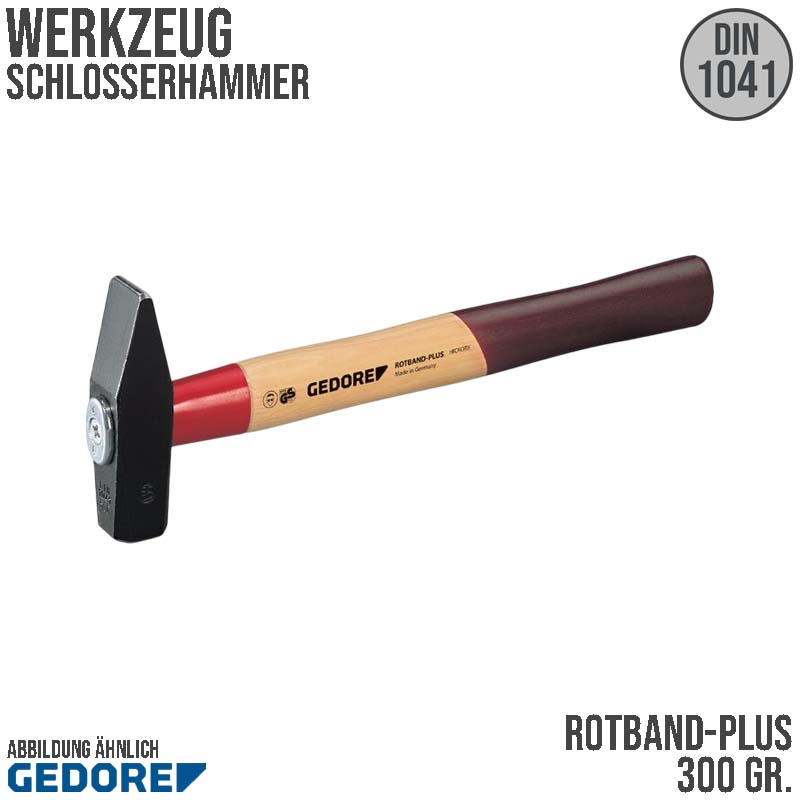 300 g Sicherheits Schlosser Hammer "ROTBAND-PLUS" Hickory-Stiel Stahl geschmiedet GEDORE DIN 1041
