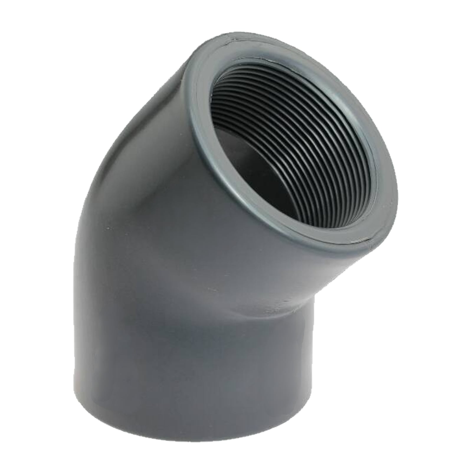 3/4" PVC Fitting Winkel 45° 2-fach Innen Gewinde Verbinder - PN 10 bar