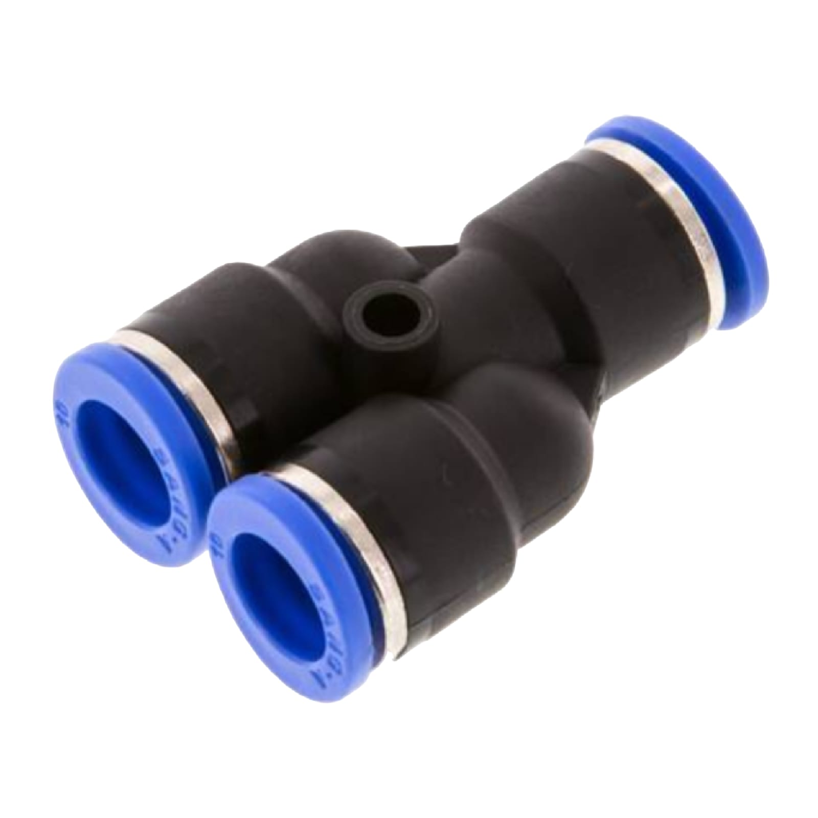 16 mm Pneumatik Schnell Steck Verbinder IQS Y-Stück blau/schwarz PA PU Schlauch - PN 20 bar