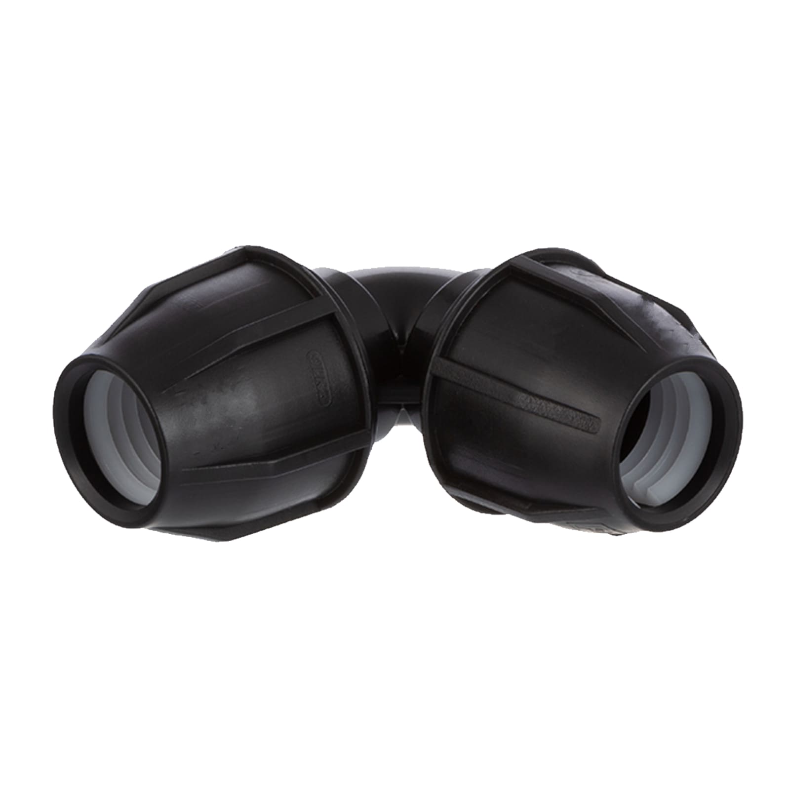 63 mm PE PP Fitting Klemm Verbinder Verschraubung Muffe Rohr Winkel 90° schwarz - PN 16 bar