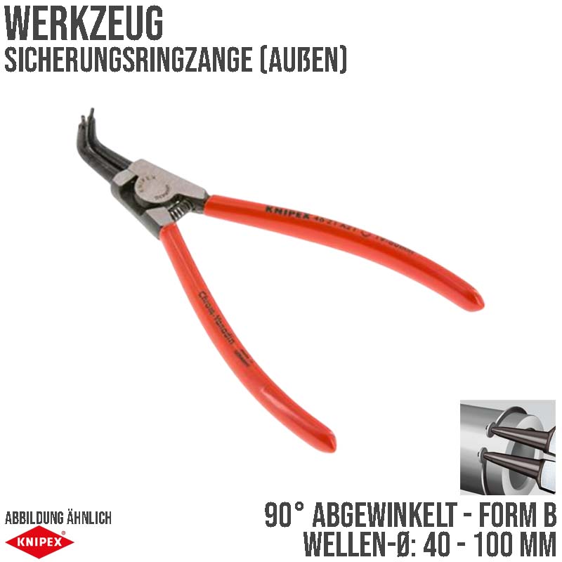 200 mm Sicherungsring Zange außen 90° abgewinkelt Form B - A31  Knipex