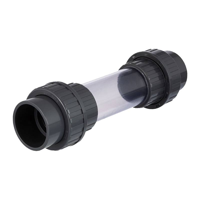 50 mm PVC Sicht Schau Glas rund 2-fach Klebe Muffe PN 16 bar