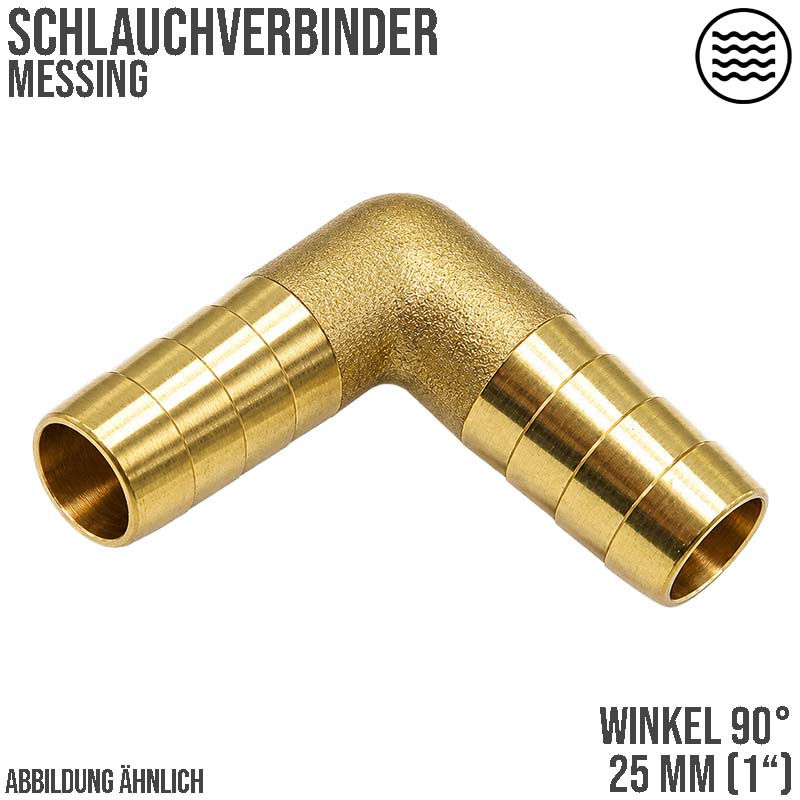 25 mm - 1" Zoll 90° Grad Winkel Schlauch Verbinder Verteiler Tülle Kupplung Reparatur Messing PN 10 bar