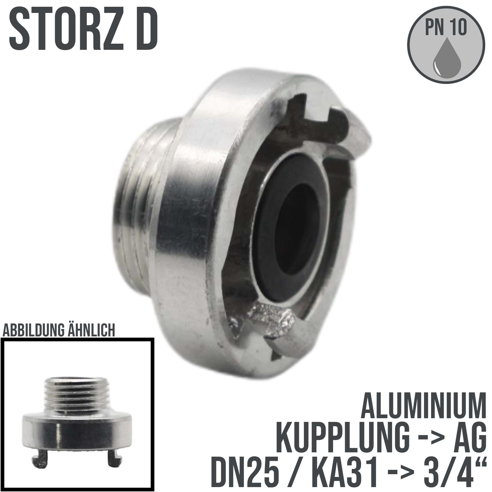 STORZ D DN25 KA31 Kupplung Außengewinde AG 3/4" Saug Bau Feuerwehr Schlauch PN 10 bar