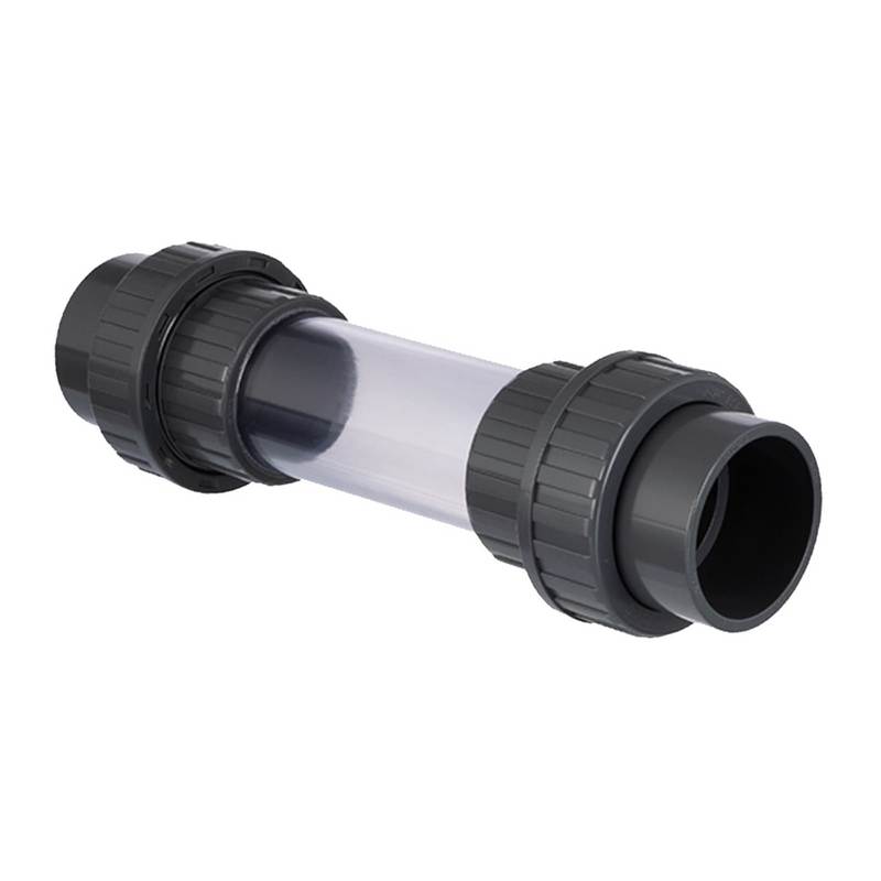 50 mm PVC Sicht Schau Glas rund 2-fach Klebe Muffe PN 16 bar