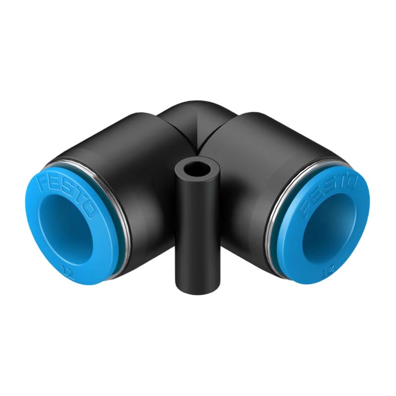 12 mm Pneumatik Schnell Steck Verbinder QS Winkel 90° blau/schwarz QS-4 (153035) - PN 14 bar