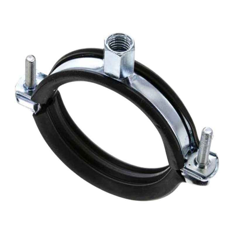 85 - 93 mm Rohr Schraub Schelle Klemme Gummieinlage Fischer M8 M10 2-teilig W1 Stahl verzinkt DIN 4109