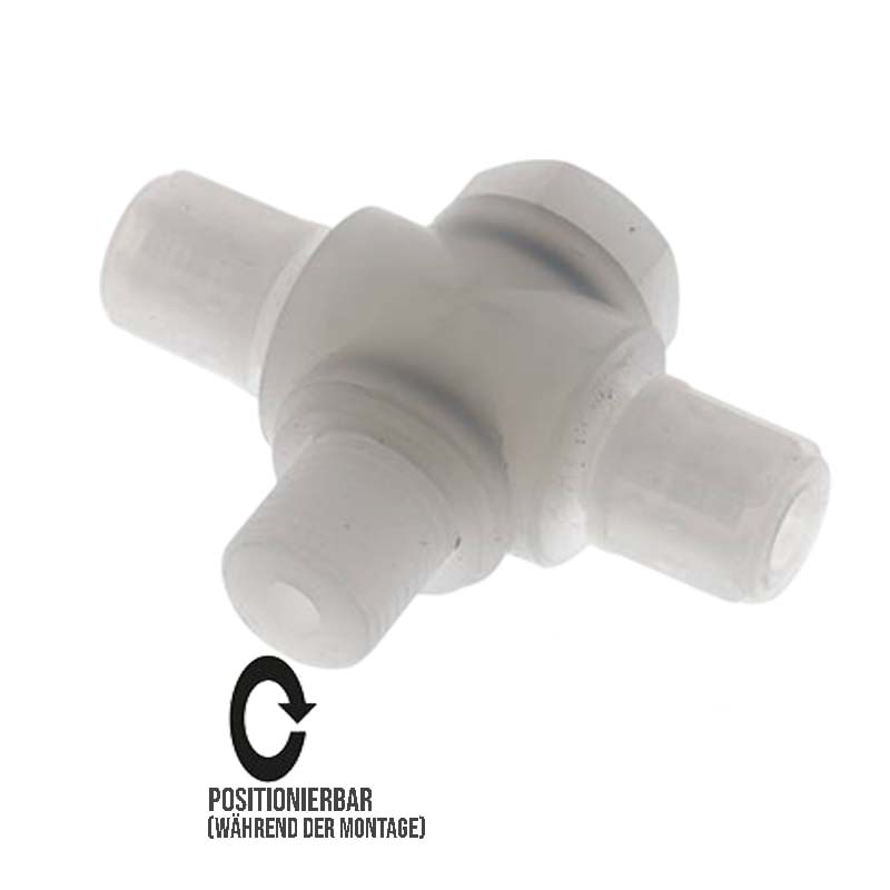12 x 10 mm x 1/2" T-Stück 90° Kupplung Aussengewinde PVDF Verschraubung PA PP Schlauch FDA drehbar - PN 10 bar