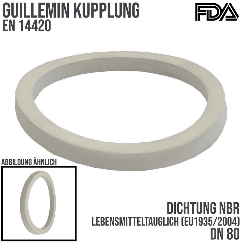 DN 80 Guillemin Kupplung Ersatz Dichtung NBR weiß FDA Lebensmittel EU1935/2004