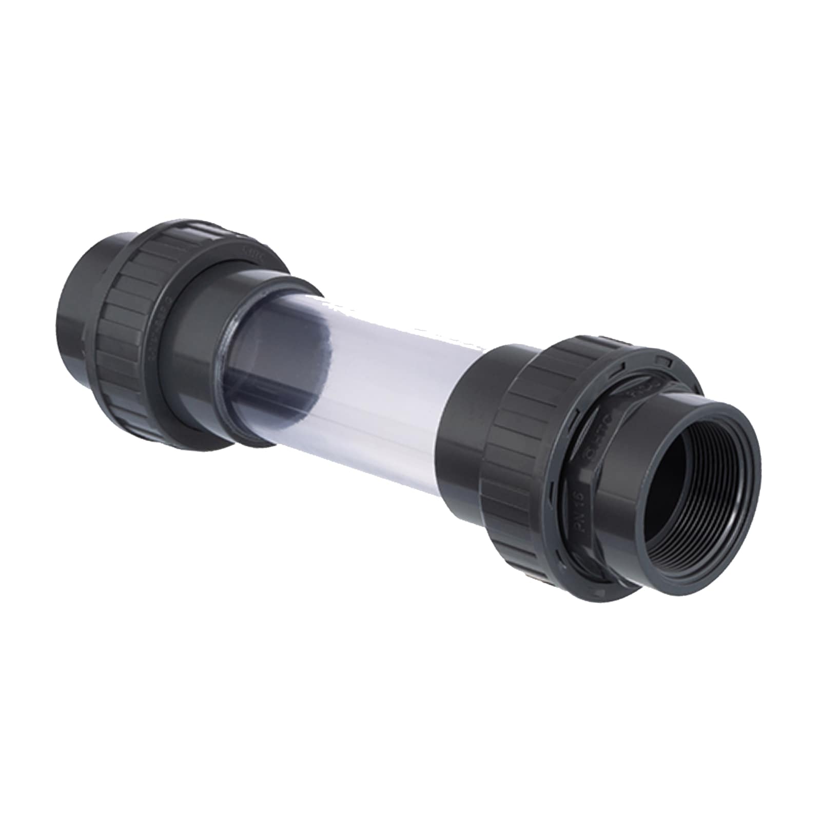 3/4" PVC Sicht Schau Glas rund 2-fach Innengewinde IG PN 10 bar