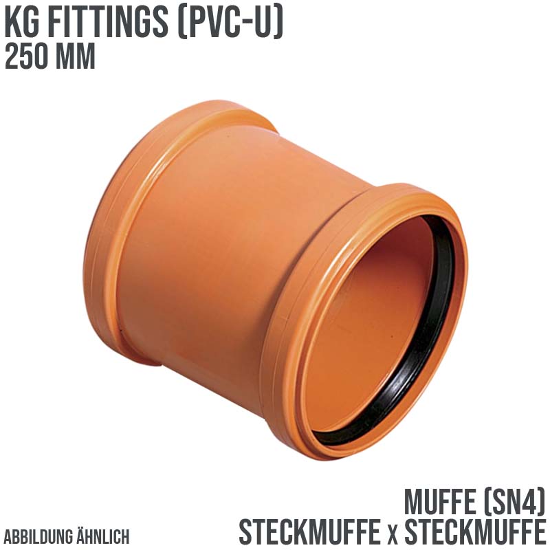 250 mm PVC Muffe Abfluß Abwasser HT KG Rohr SN4 Steckmuffe rostbraun