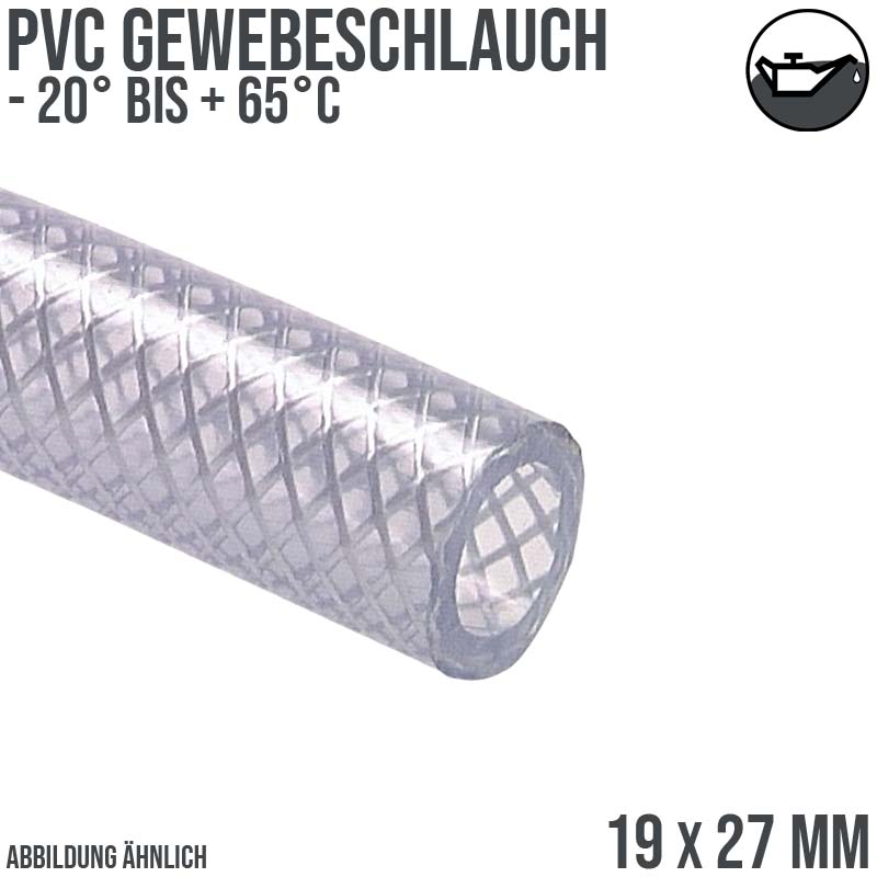 19 x 27 mm Gewebe Druck Öl Universal Wasser Luft Kompressor Schlauch klar PN 11 bar