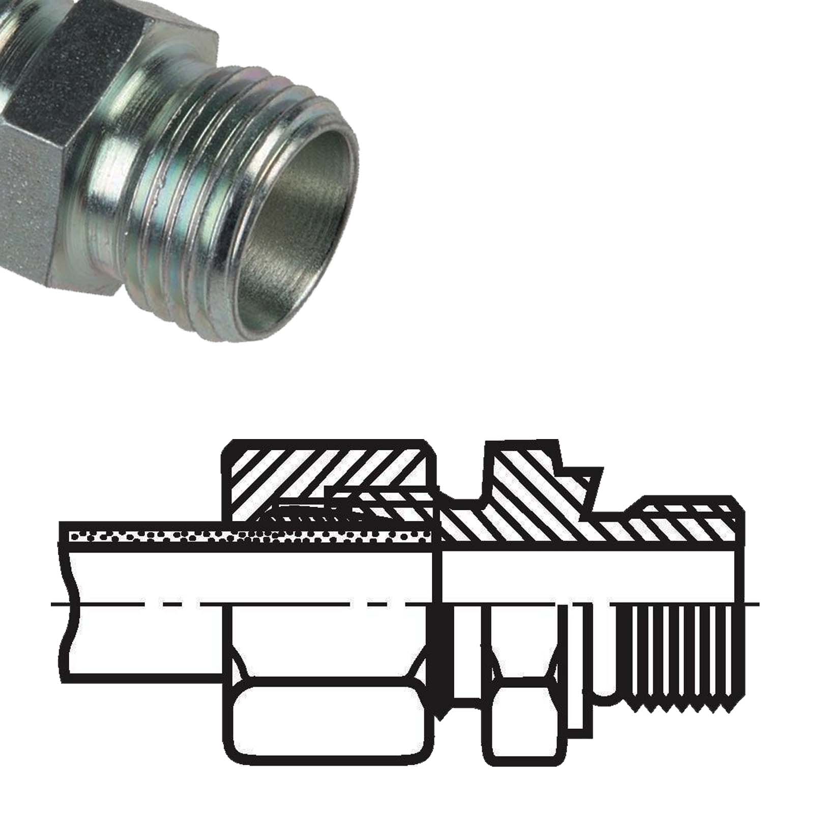 1 1/2" AG 42 L Schneidring Verschraubung Außengewinde M 52 x 2,0 Edelstahl V4A 1.4571 - PN 160 bar