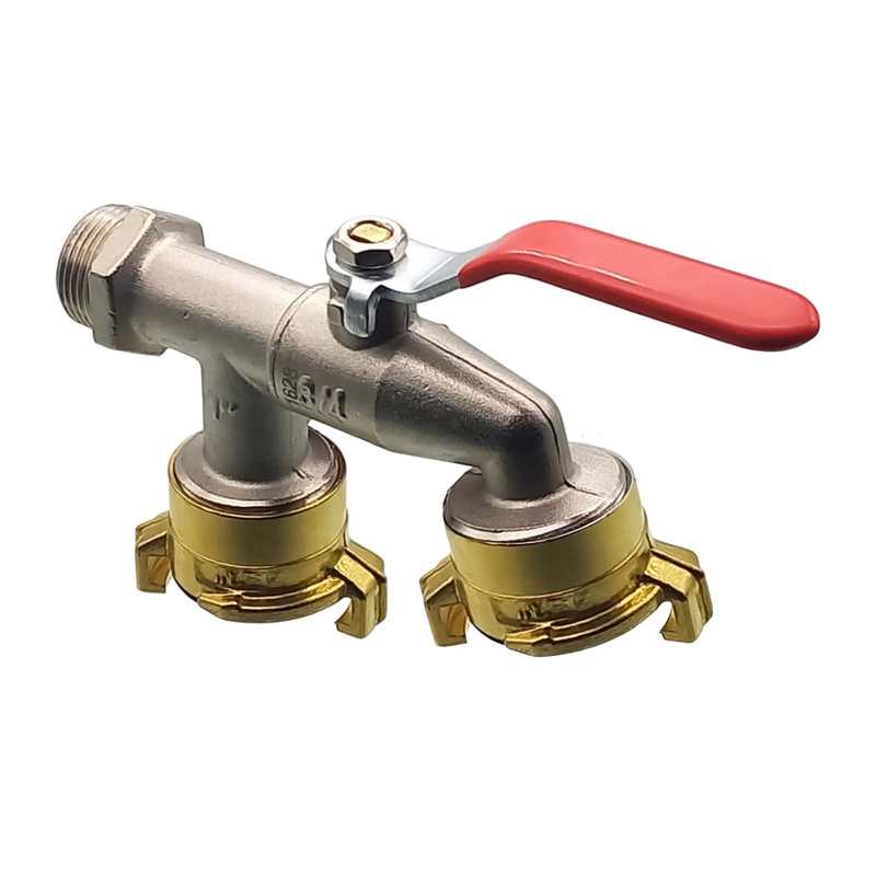 3/4" Messing Auslauf Ventil Hahn 2-fach Auslass Schnellkupplung PN 10 bar