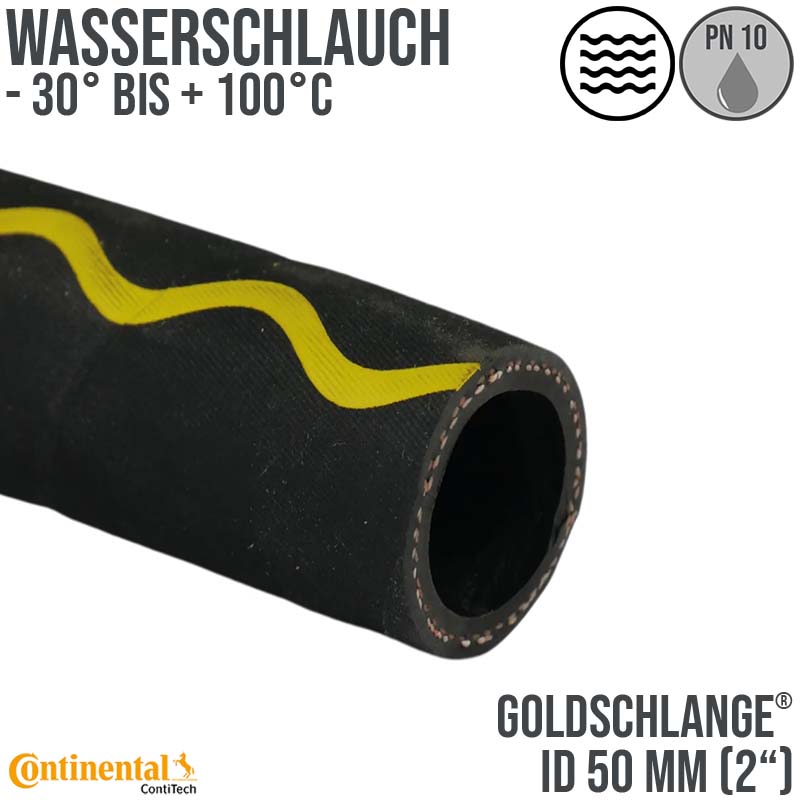 50 mm 2" Zoll Hochleistungs Gummi Wasser Schlauch EPDM - CONTI GOLDSCHLANGE® PN 10 bar