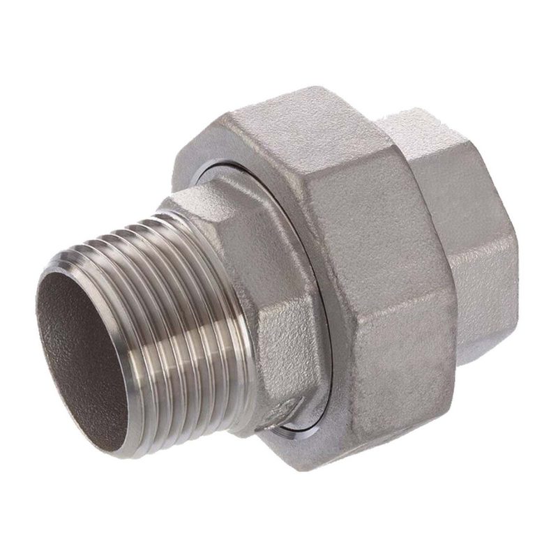 4" Edelstahl Fitting V4A AISI 316 Verschraubung Innen x Außengewinde IG x AG flach dichtend  - PN 16 bar