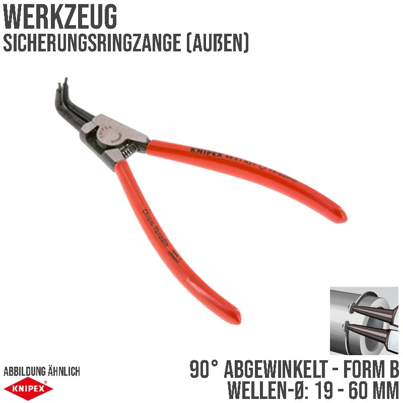 170 mm Sicherungsring Zange außen 90° abgewinkelt Form B - A21  Knipex
