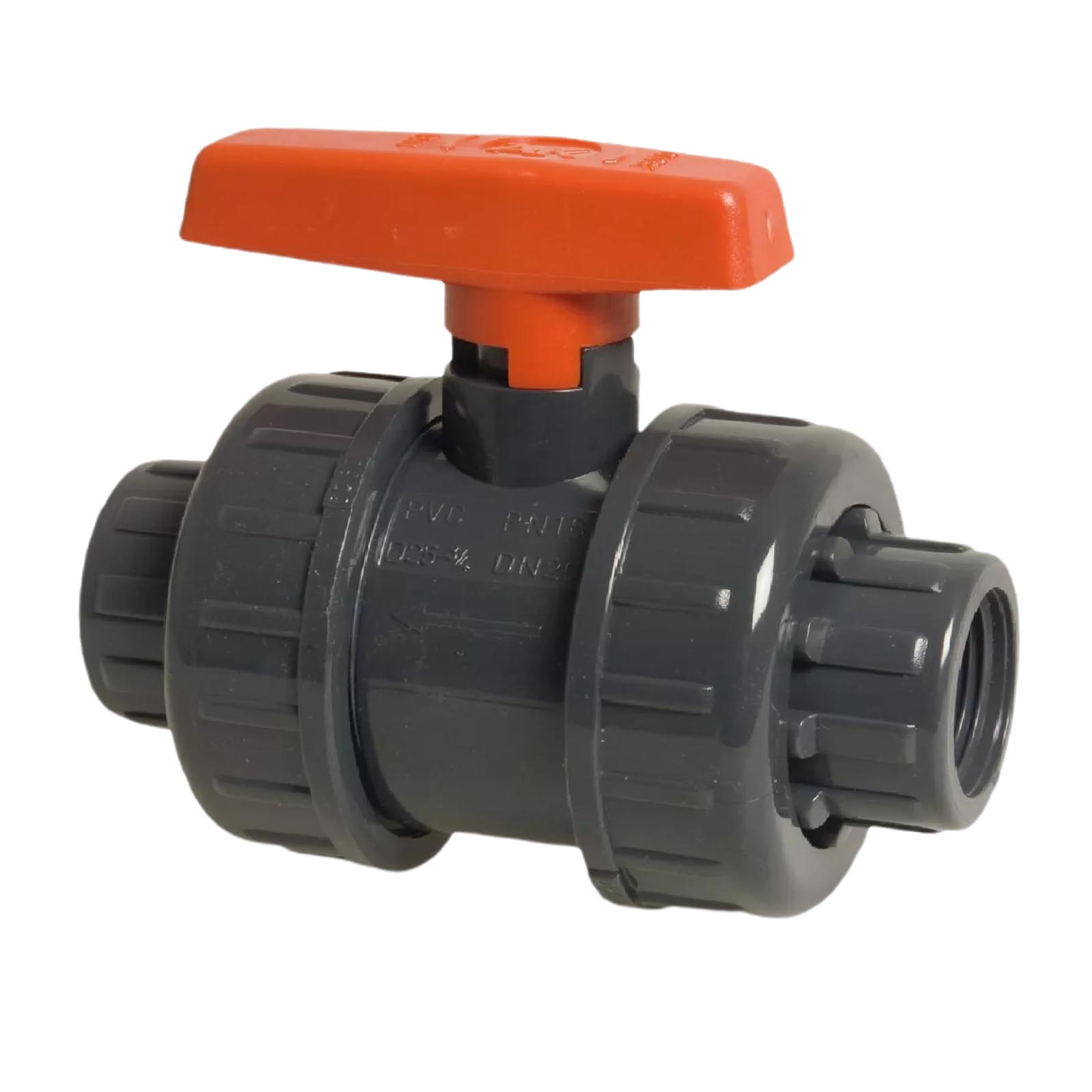2" PVC Kugel Absperr Hahn Ventill beitseitiges Innengewinde PN 10 bar - roter Griff