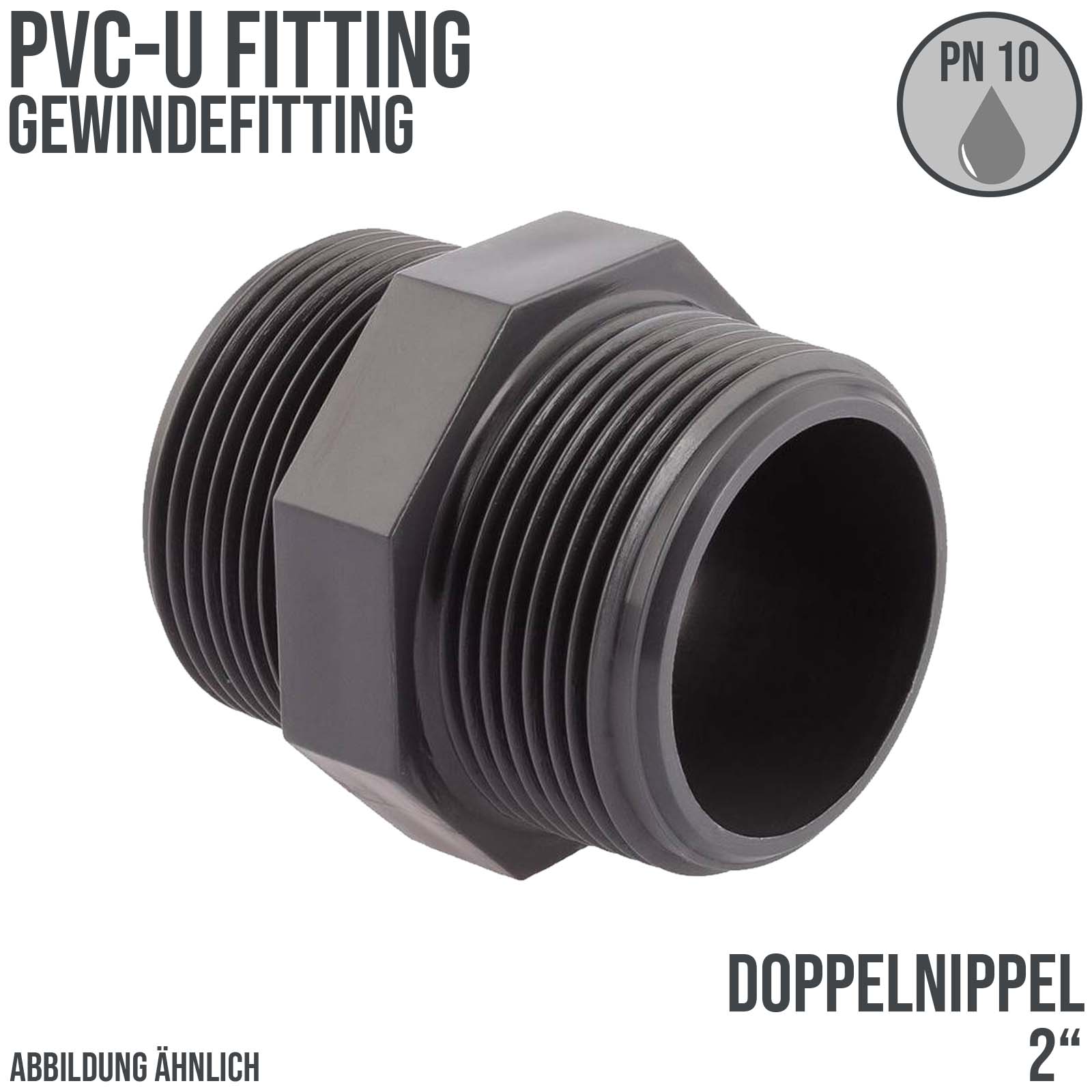 2" PVC Fitting Doppel Nippel Außen Gewinde Verbinder - PN 10 bar